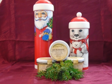 Weihnachtspräsent mit 3 Wurstgläsern - klein